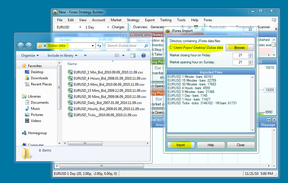 Importing data files from JForex