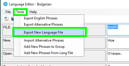 New Language file