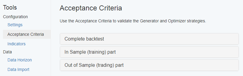 Acceptance Criteria Page| 