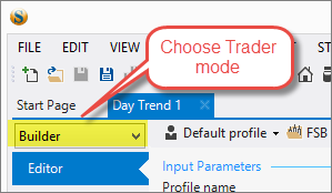 Choosing Trader mode