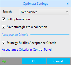 Optimizer Settings Panel